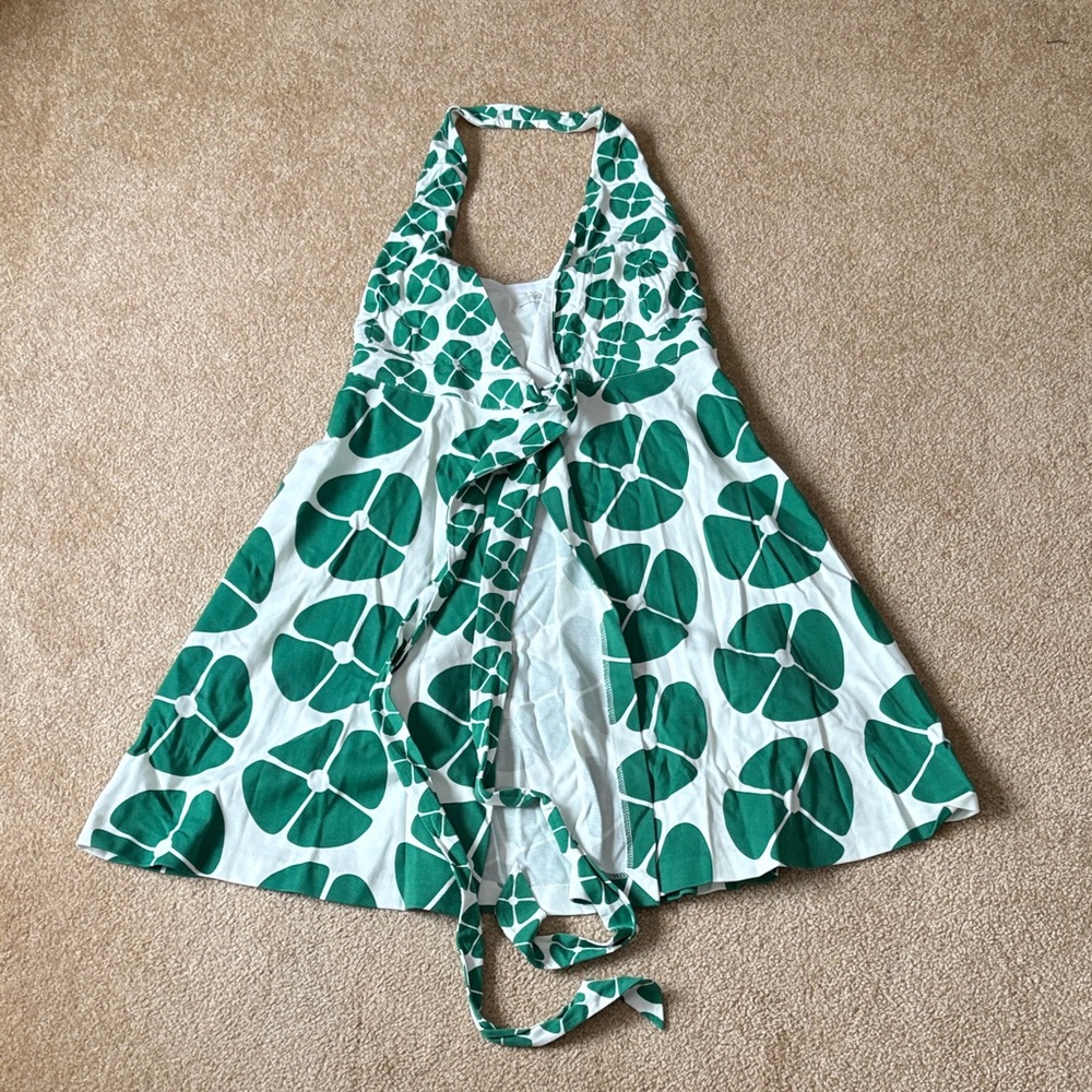 Boden Green and White Halter top 2R tie front tank